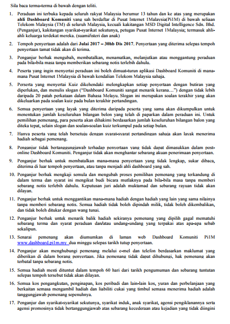 Syarat Pertandingan Dashboard Komuniti