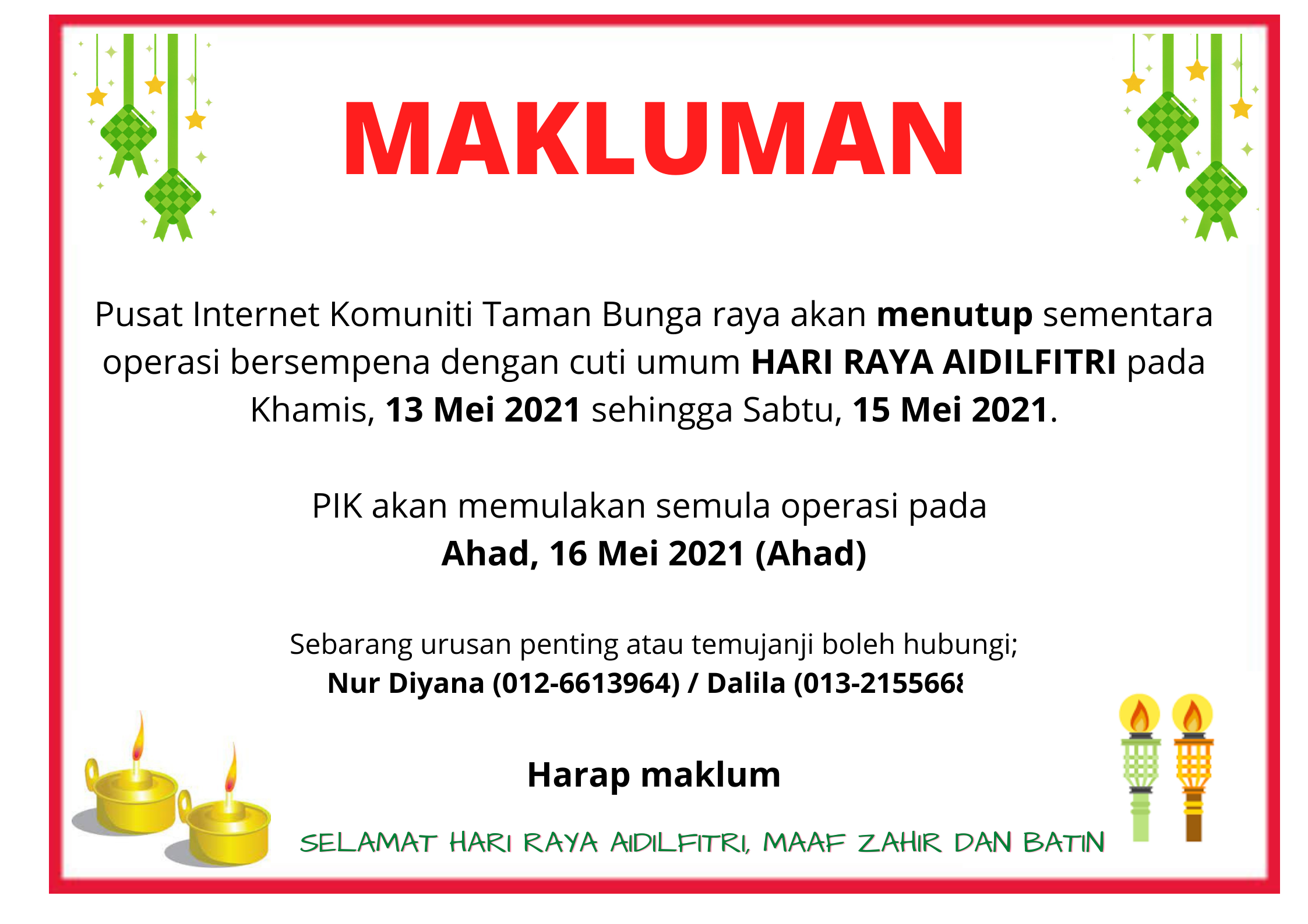 NOTIS TTUP RAYA 2021