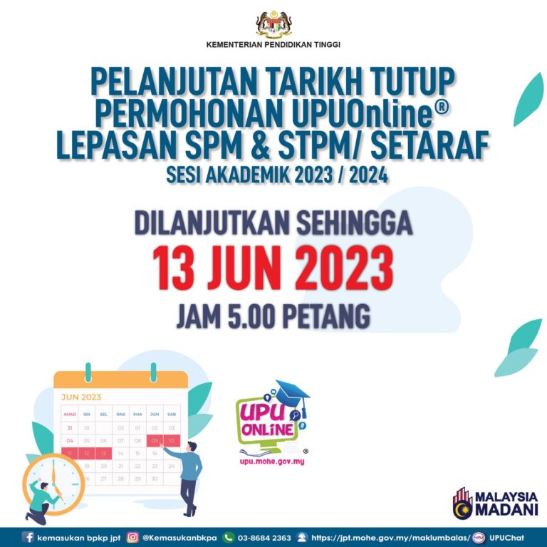 Pelanjutan Tarikh Tutup UPU